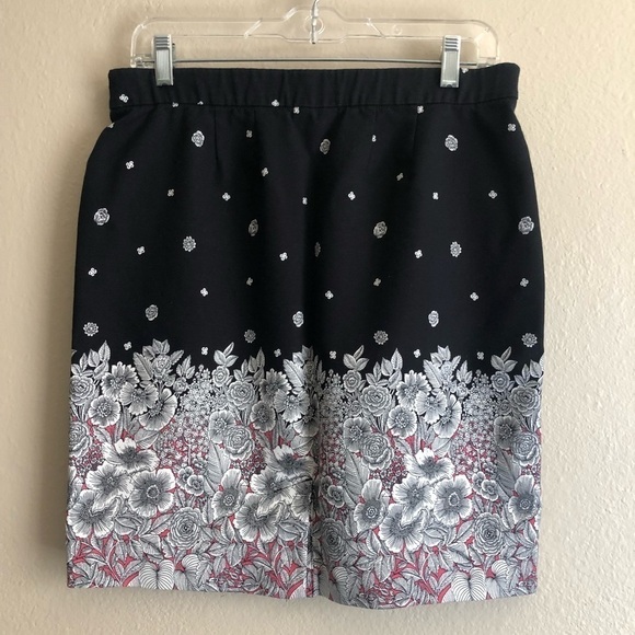 J.JILL Floral Printed Elastic Waist Straight Skirt Size 8P - Picture 1 of 11